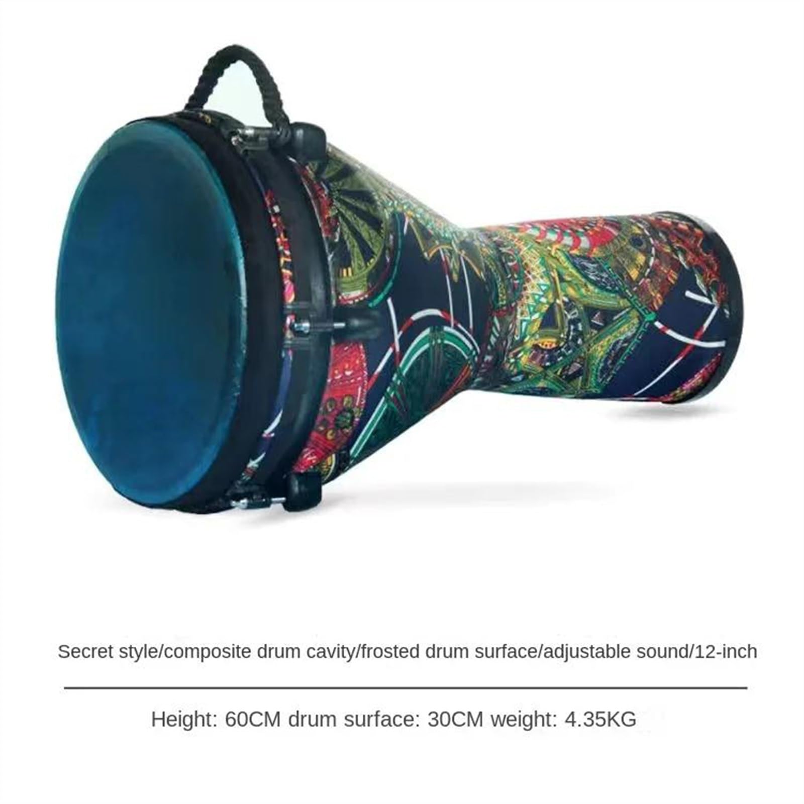 Profesjonalny Djembe 12-calowy Bęben Perkusyjny Afrykański Bęben ABS Beczka PVC Skóra Bęben Djembe Dorosłych Bęben Ręczny Instrument (Color : B)