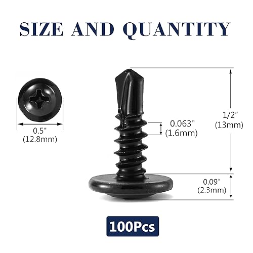 Miniatura 94 de Tornillos de chapa metálica de 2-1/2 pulgadas, 250 tornillos de acero inoxidable 410 tornillos autorroscantes rápidos de cabeza de armadura de acero