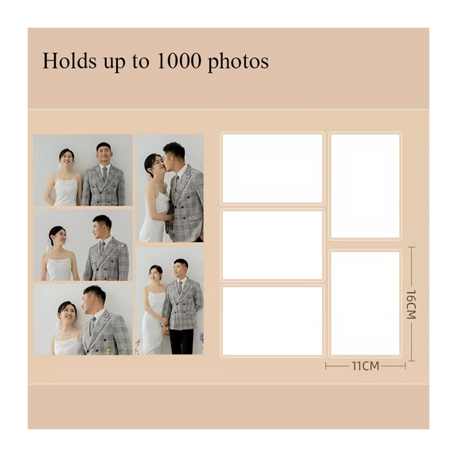 Fotoalbum Albumbuch, Familien-Erinnerungsalbum, großes Fassungsvermögen, Fotobuch, 6 Zoll, 1000 Kapazität, Wachstumsaufbewahrungsalbum, Einlage, Leder-Fotoalben Fotobuch ( Color : Blauw , Size : 03 )