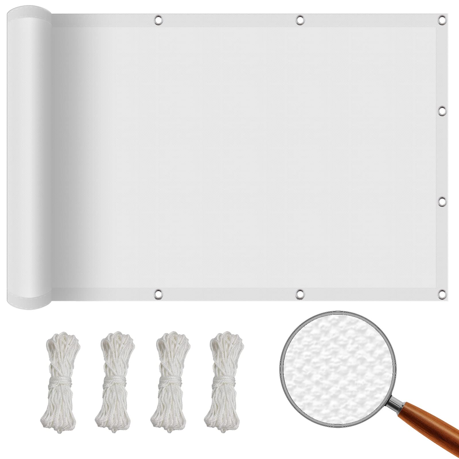 Balcone rettangolare impermeabile, 1,2 x 3 m, resistente, in poliestere resistente agli strappi, dimensioni personalizzate per patio, terrazza, campeggio, soluzione ombreggiante bianca per esterni