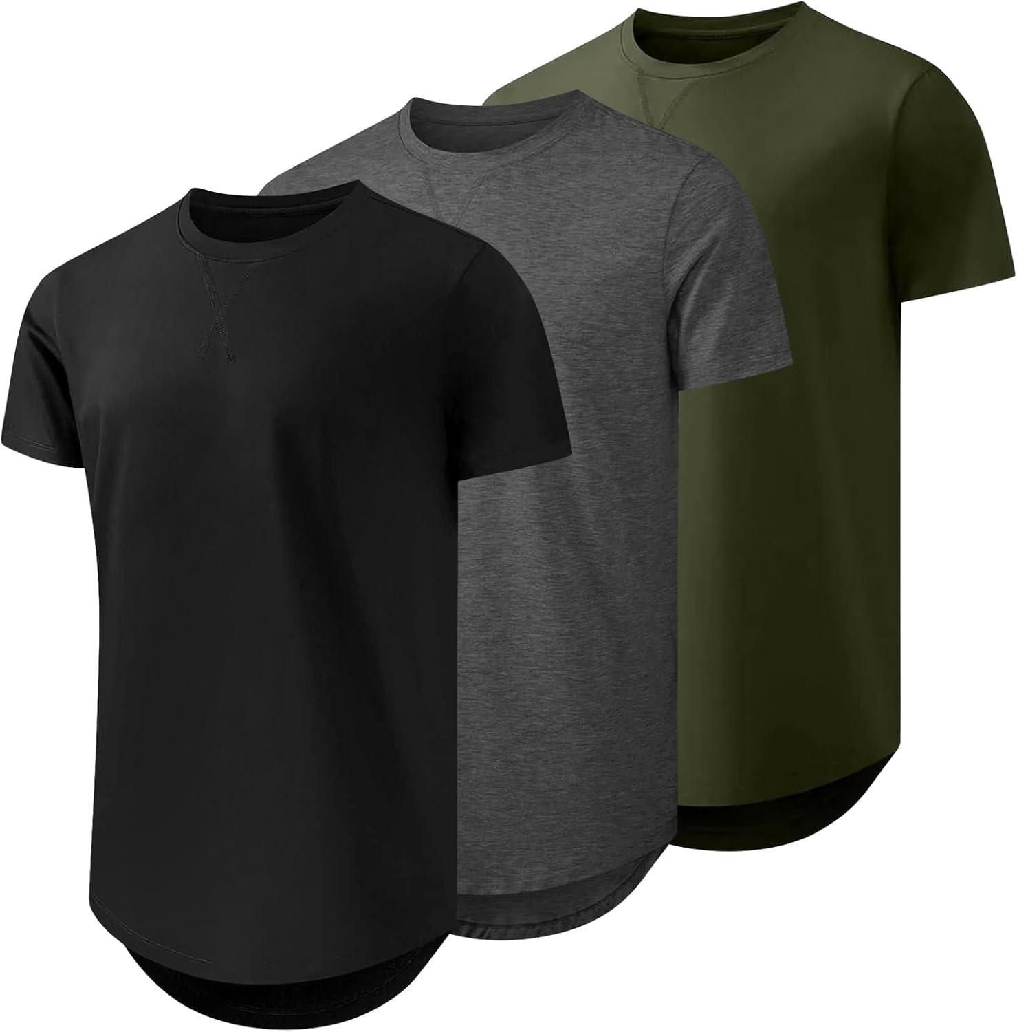 Mens 3 Pack T Shirt Short Sleeve Crew Neck Soft Fitted Tees Pro Club Shirts Large