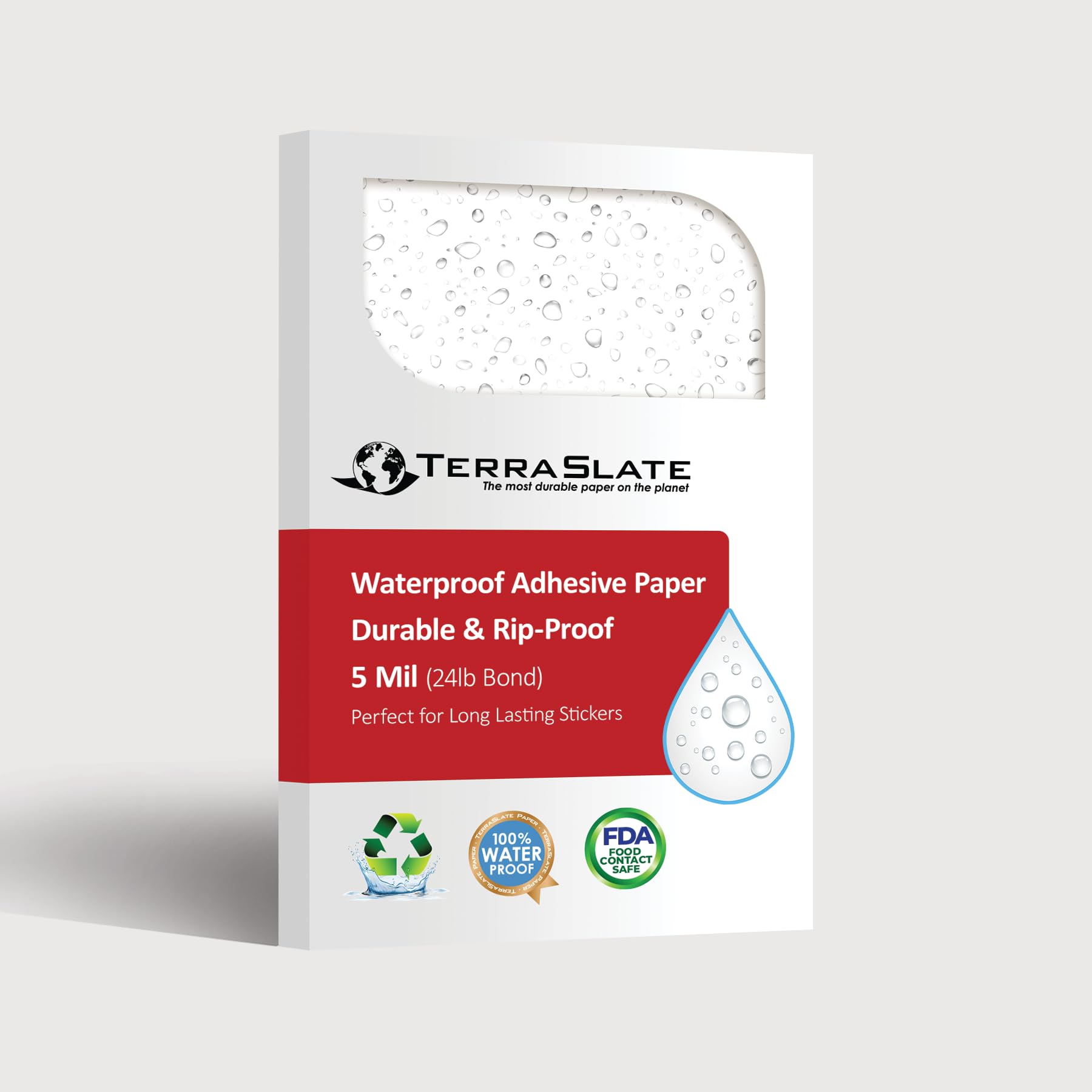 Papel adhesivo impermeable | Etiquetas adhesivas permanentes de 5 mil | Papel adhesivo imprimible para impresora láser, máquina de