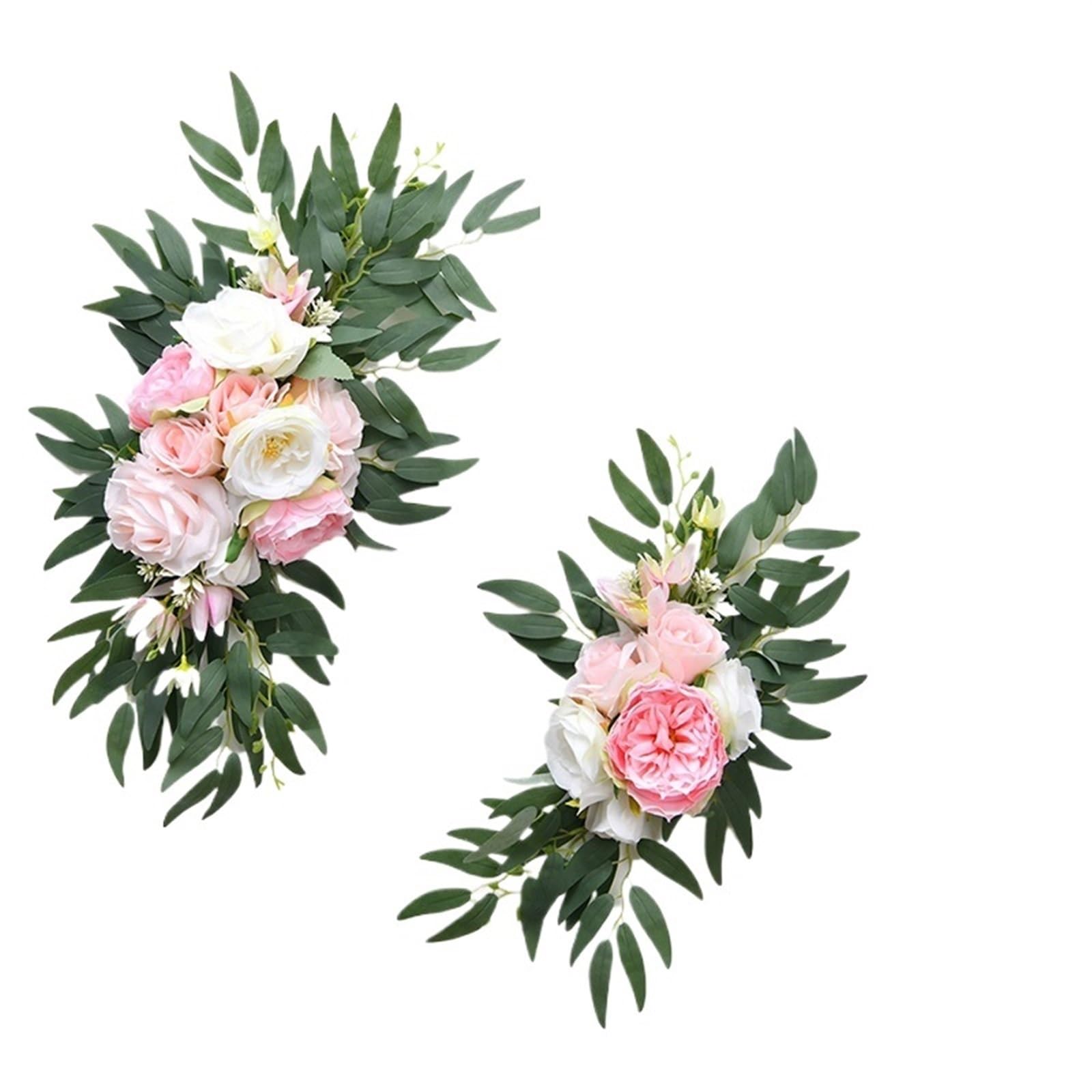 WJIAYAO Artificial Wedding Arch Flowers Kit 2Pcs Artificial Wedding Arch Flowers Kit Silk Floral Garlands Ceremony Welcome Signs Reception Decoration Photo Props(B)