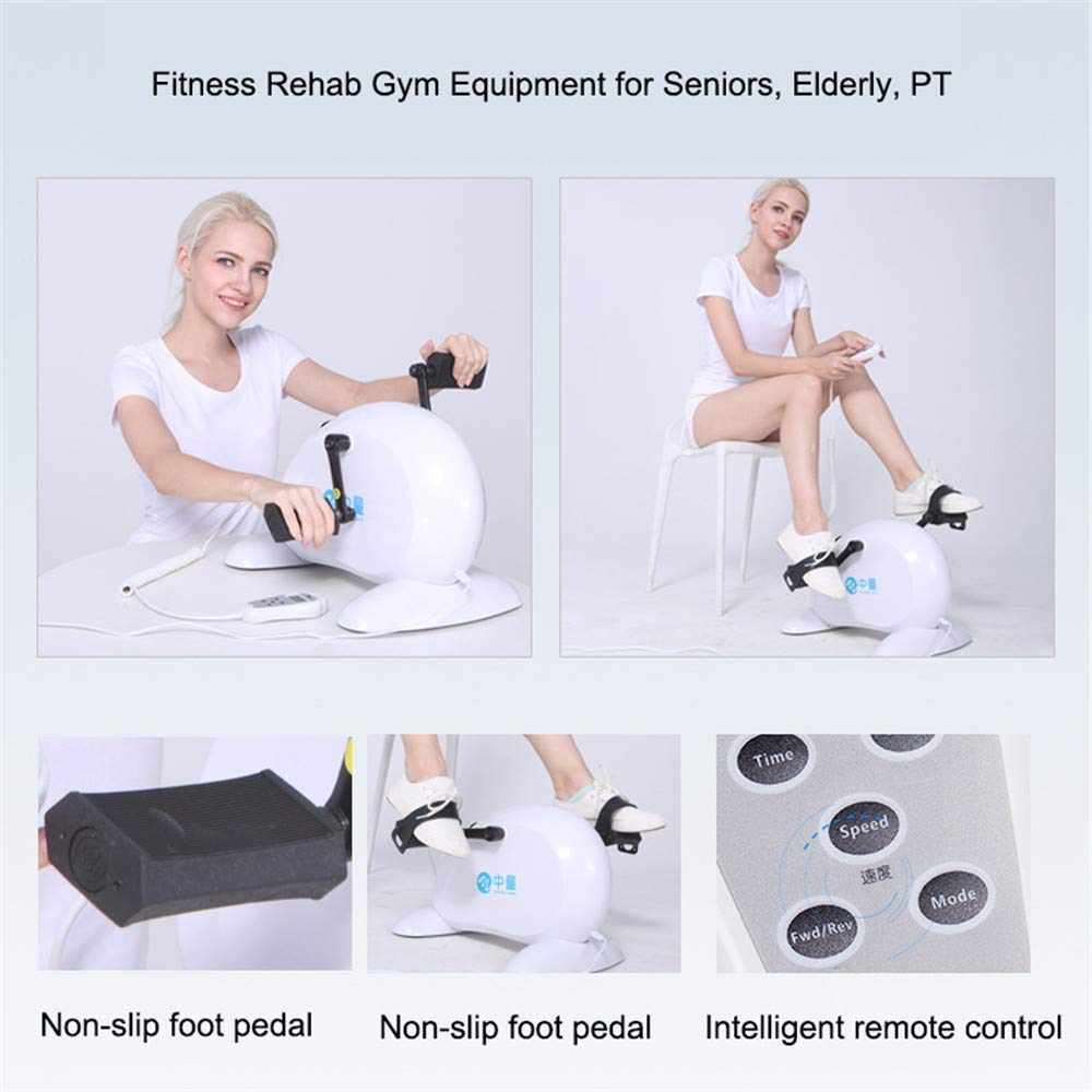 Mini Bicicleta portátil para pedalear Las piernas, ejercitador de Pedales eléctrico para Brazos o pies, Equipo de Gimnasio de rehabilitación para Personas Mayores, Blanco