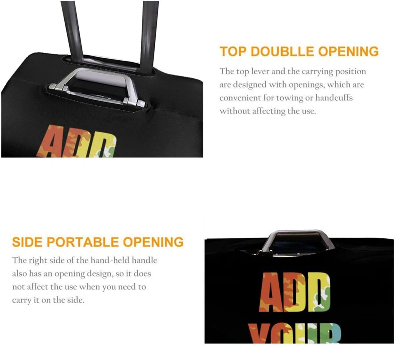 CustomLuggage Cover -High elasticity polyester Personalized Suitcase Cover with Invisible zippers on both sides 【L (for 25-28 inch luggage)】