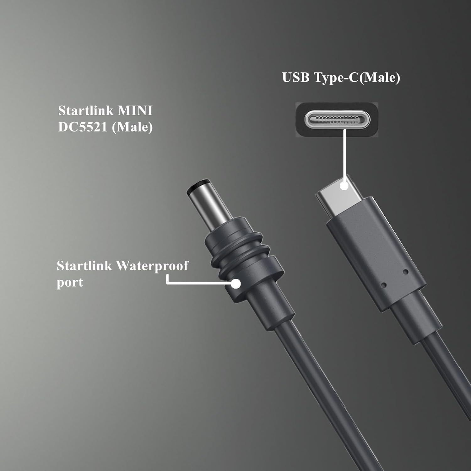 Starlink Mini Cable, 100W USB C Power Cable with USB Type-C Input to Waterproof DC5521, Compatible with 100W+ Power Bank and PD Charger (6.56 Feet) image 2