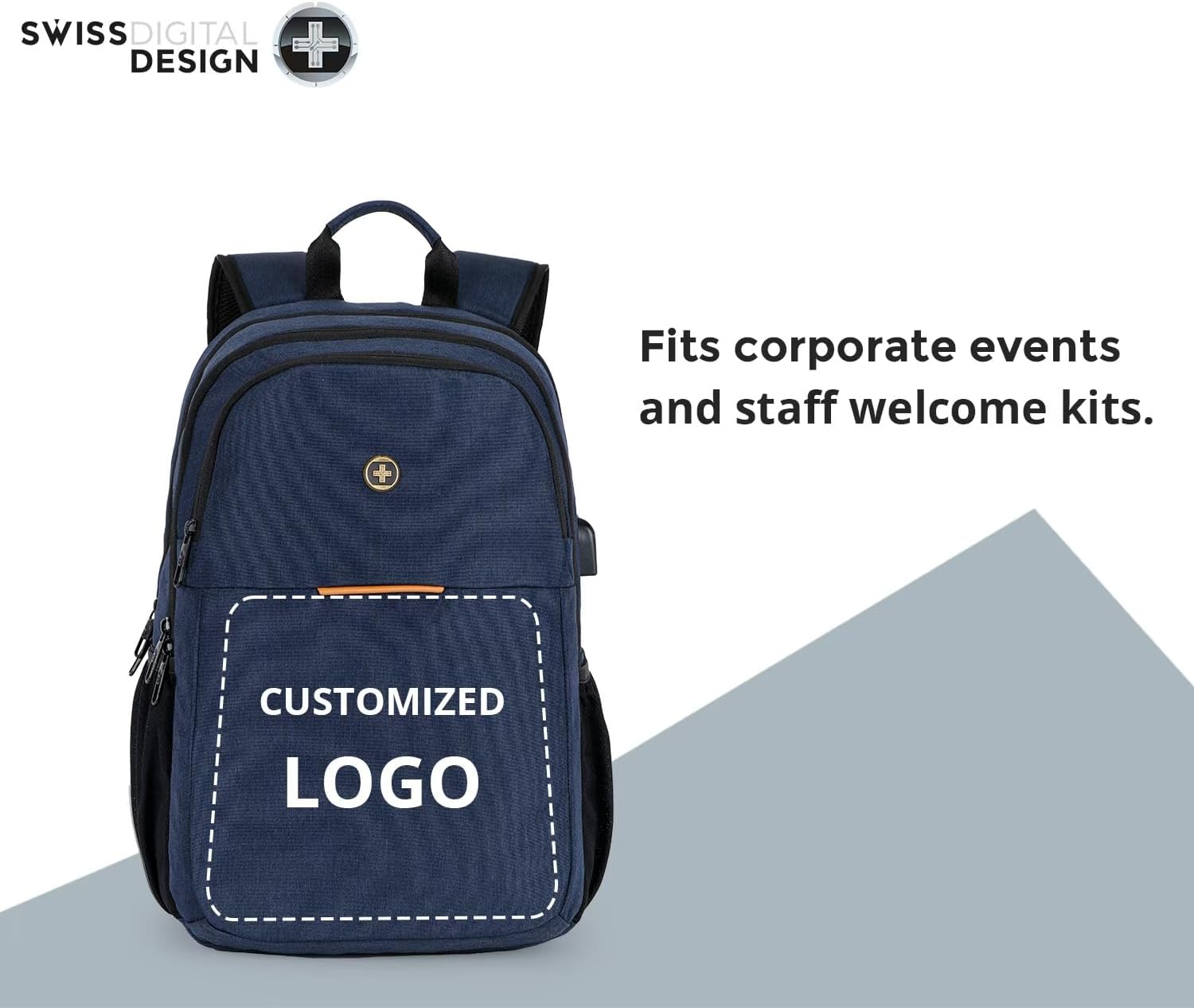 Swissdigital Design College 17 inch Laptop Backpack, Slim Business Travel Laptop Backpack With USB Charging Port For Women & Men Laptop Dark Blue (BIBERSTEIN SD1636-12) - Image 8