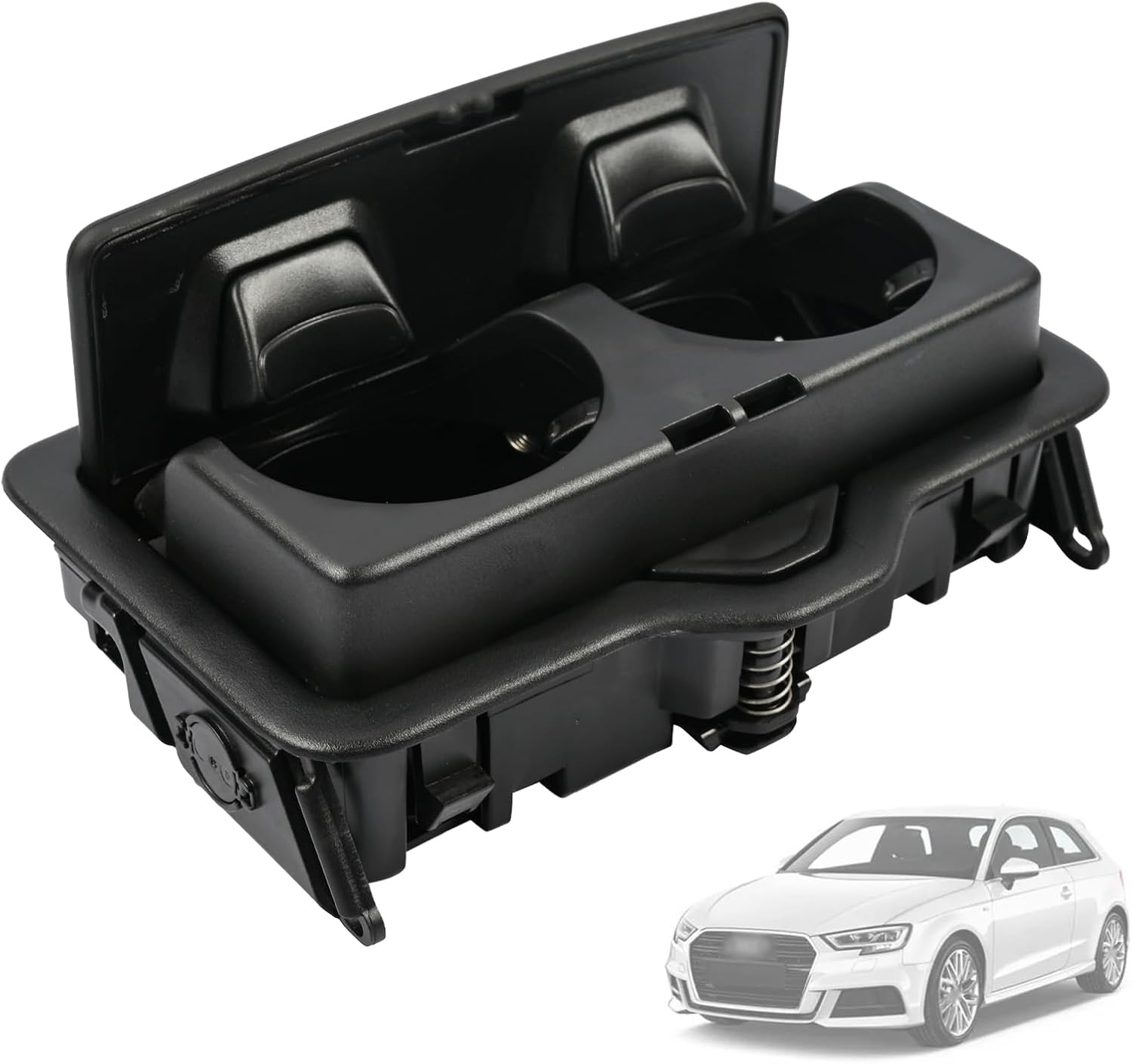 Center Console Cup Holder Stable 4M0885995A Compatible with Audi A3 Q2 Q3 Q5 Q7 SQ7 Q8 2016-, Rear Seat Armrest Cup Holder, Black