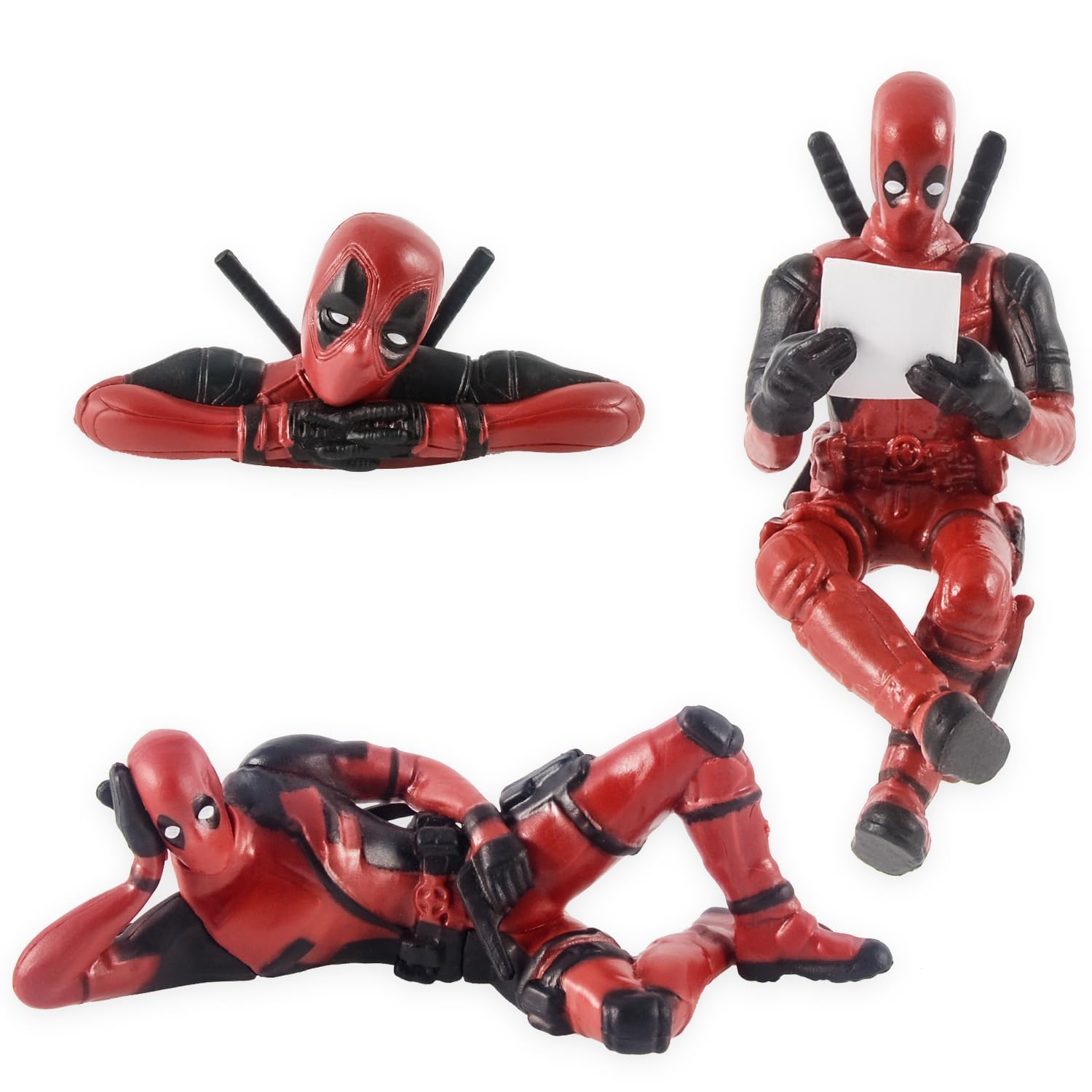 3 Piezas Deadpool Anime Decoración de Coche,Deadpoo Muñeca Decoración,Divertido Anime Deadpool Figura Accesorios de decoració,Escritorio Figura de para Interior del Coche Oficina Dormitorio.