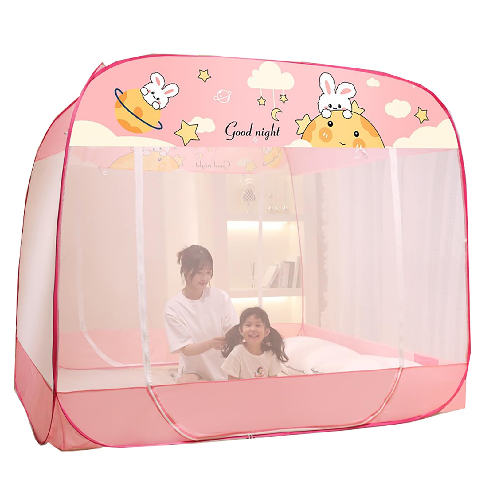 CUTTE Tenda Zanzariera Tende a Baldacchino per Letti Tenda Zanzariera Pop-up King Size Zanzariera Portatile con Fondo per Neonati e Adulti