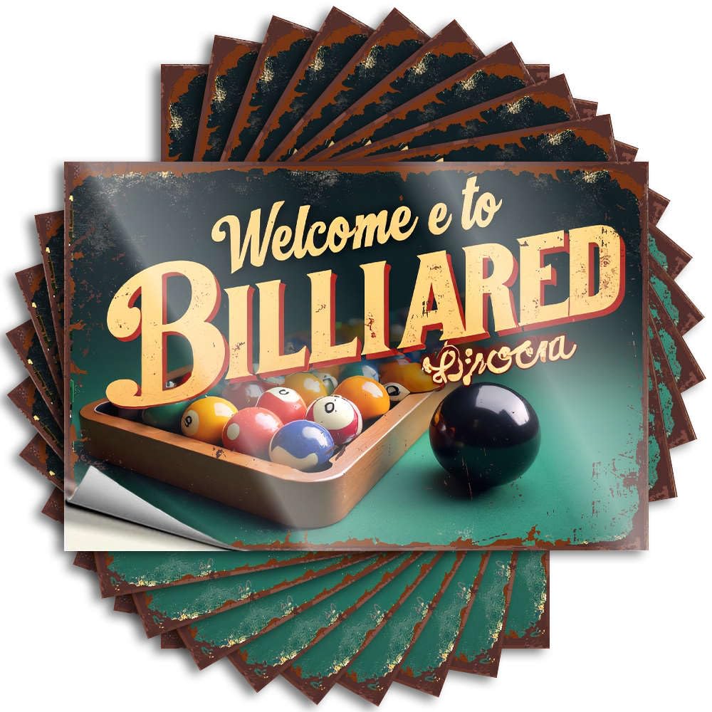 Fzfn Men's Colour Decals Water Neutral Welcome To Billiard Room. For Comfort - Bathroom Accessories Decor Easy Peel Removable(8X12cm)