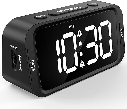 Odokee Digital Dual Alarm Clock for Bedroom, Easy to Set, 0 100 % Dimmer, USB Charger, 5 Sounds