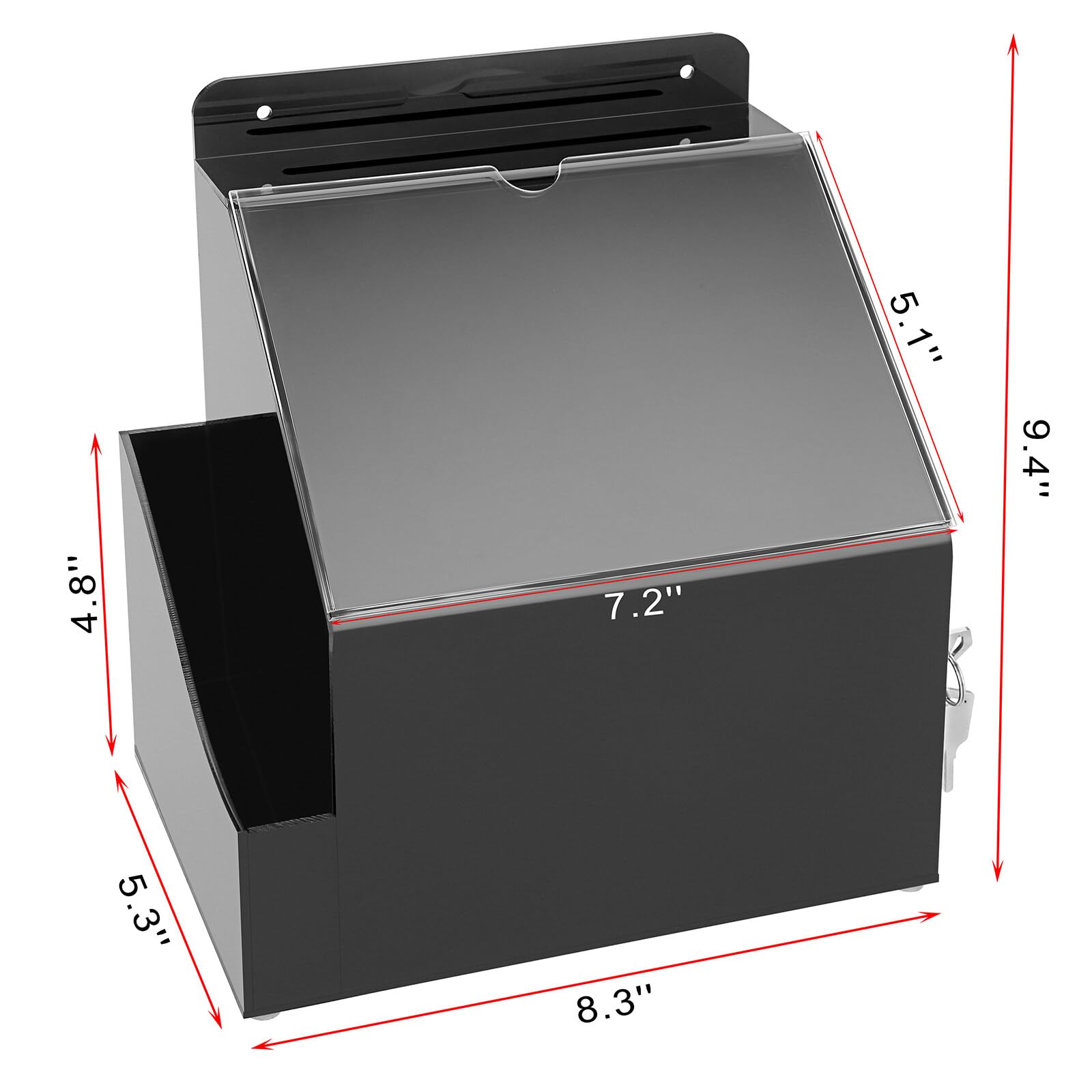 Acrylspendenbox Vorschlagsbox mit Schildhalter Wand Montierbare Visitenkartenbox Wahlurne Kartenbox mit Schloss Aufbewahrungsbox zum Visitenkarten Abstimmen Spenden Sammeln Schwarz