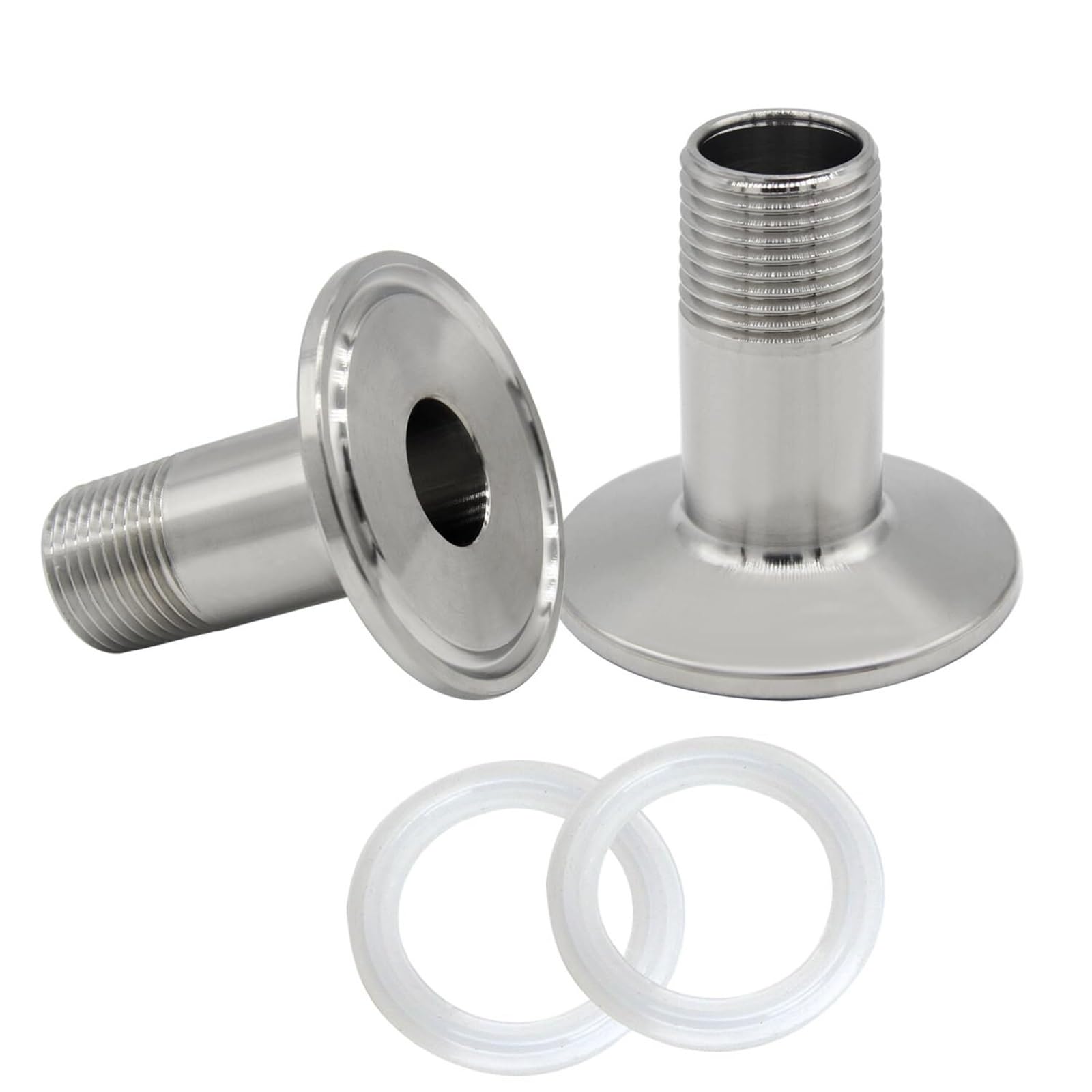 Stainless Steel Sanitary Pipe Fitting 1/2" NPT Male Thread to 1.5" Tri Clamp 50.5mm Ferrule OD Sanitary Home Brew Adapter Connector (Pack of 2)(1/2" NPT Male Thread)