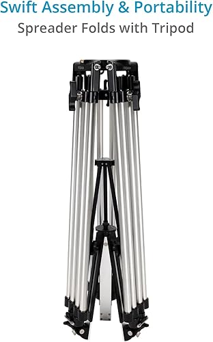 Miniatura 6 de PROAIM Mitchell - Soporte de trípode para cámara resistente con esparcidor. Pies de doble pico, patas de aluminio. Altura 35-66 pulgadas. Carga útil