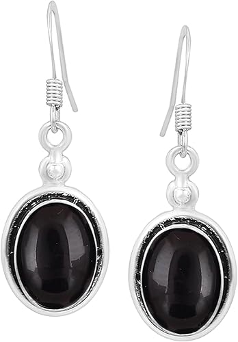 Aretes de piedras preciosas naturales de forma ovalada de 10.56 quilates para mujer, aretes colgantes bohemios hechos a mano, joyería para el día de