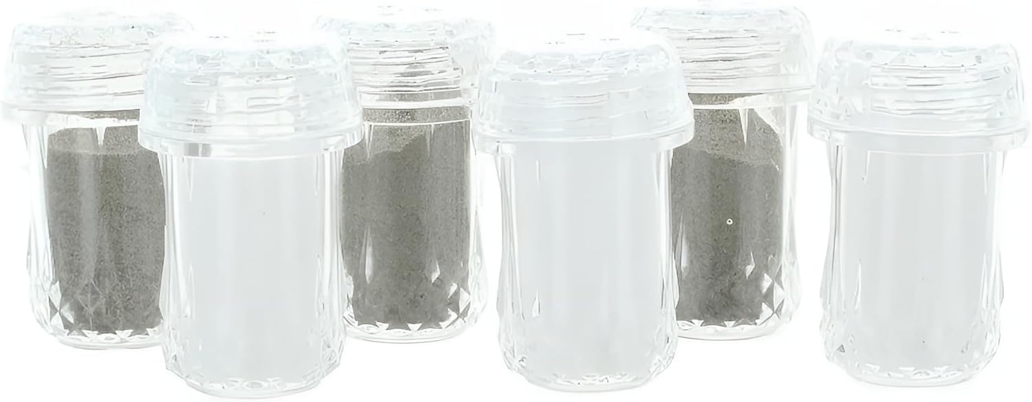 72 Piece Black Duck Brand Empty Mini Salt and Pepper Shakers – 1.75" x 1" – Crystal-Look Plastic for Parties, Events & Travel