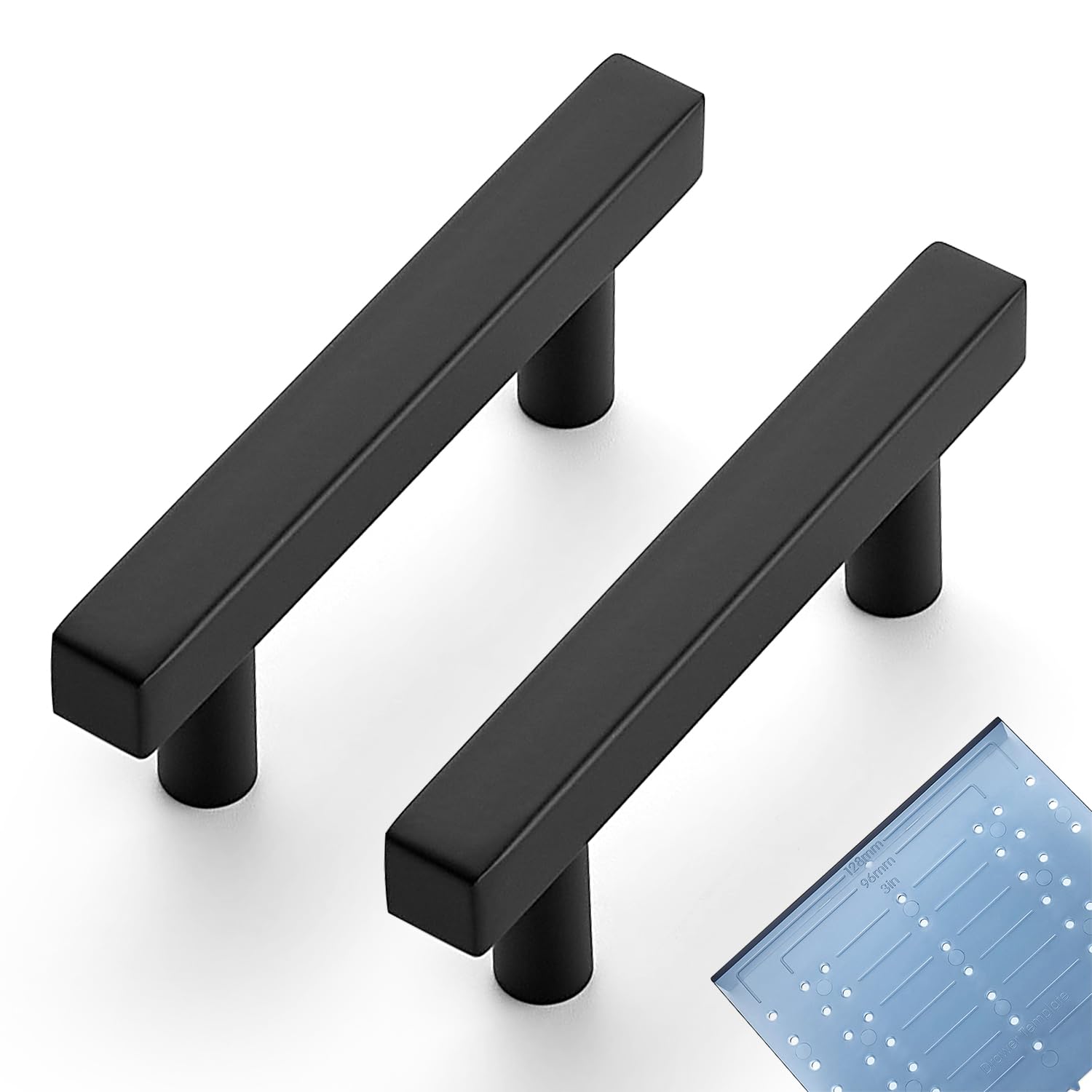 Ravinte Square Cabinet Handles, 20 Pack, 2.5" Hole Centers, Matte Black