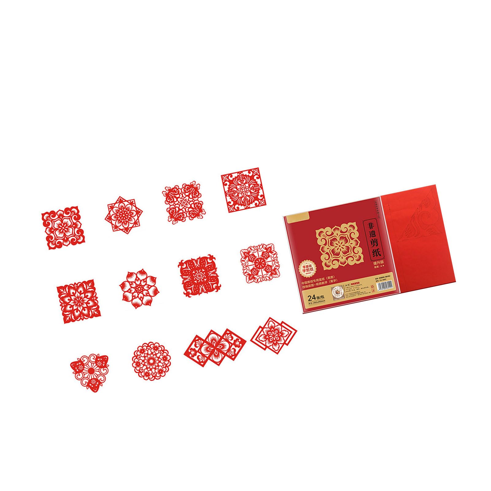 24Pcs Chinese New Year Window Clings with Video Tutorial, Red Paper Art Decorations for Home Festival Adults Chinese New Year Window Decorations