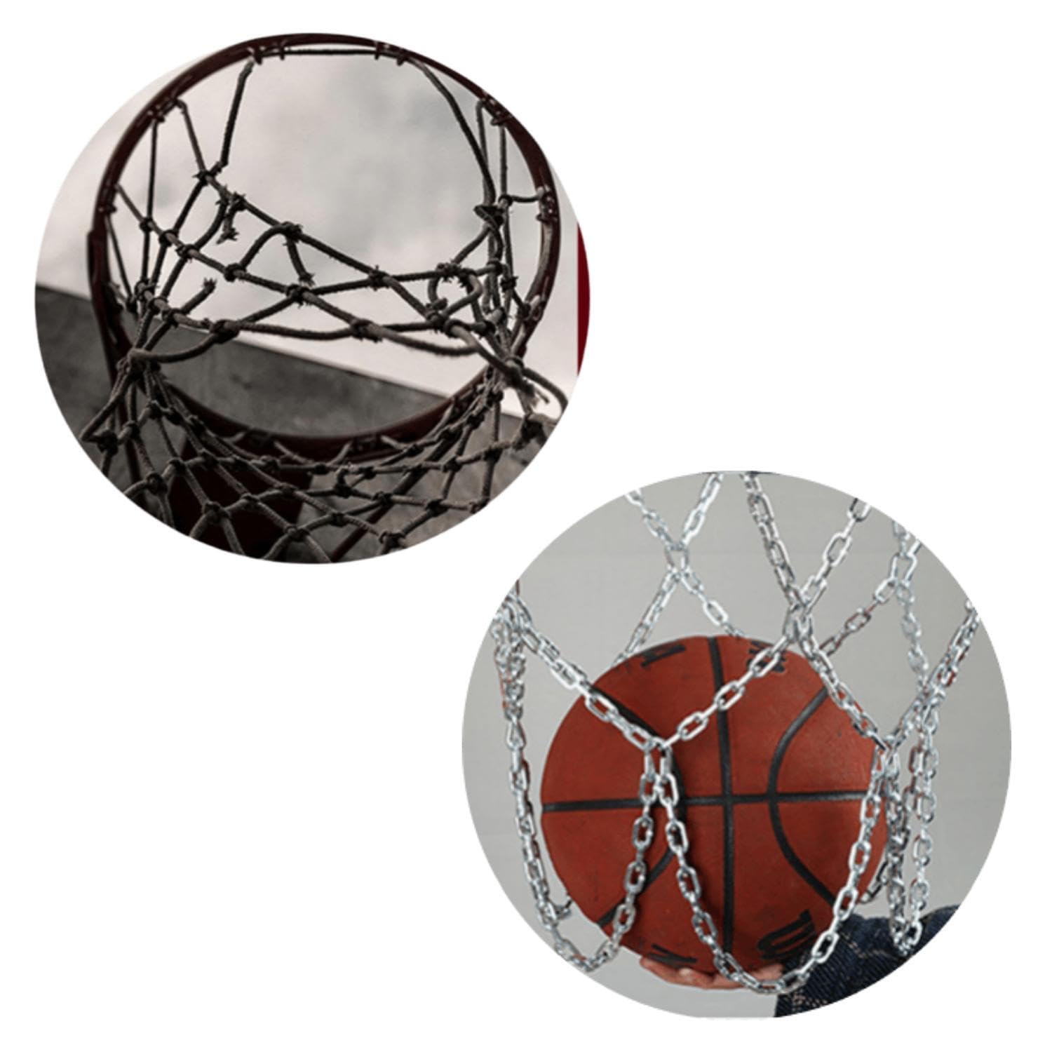 Aoser Rete Da Basket Resistente Con Catena - Netto Di Basket Per Canestro - Argento Metallizzato