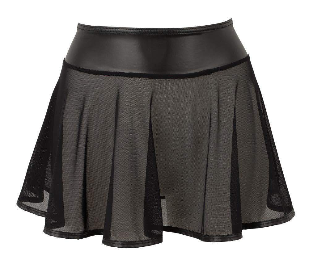 Orion Mini jupe sexy pour femme, avec ou sans mini string intégré, taille large, tissu en maille transparente, moulante, noir