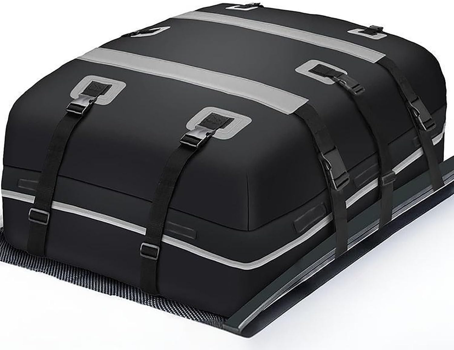 Car Roof Bag For Hummer H2 2008-2022,Waterproof Foldable Roofing Cargo Carrier with Non-Slip Mat,Door Hooks,Straps,Large Capacity roof Luggage Bag,B-Black with gray