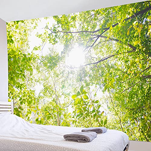 LB 森風景 タペストリー 眩しい日光に浴びる緑葉 壁掛け グリーン おしゃれインテリア 多機能 布ポスター 間仕切り 自宅 お店 気分転換 個性ギフト 新居祝い (150ｘ100cm)