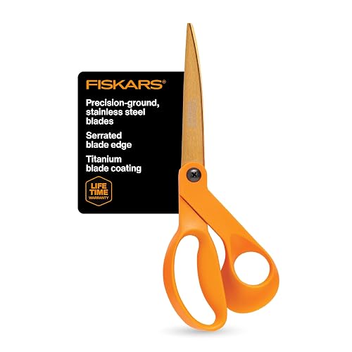 Fiskars 9" Titanium Shop Shears Heavy Duty Serrated Multipurpose Scissors