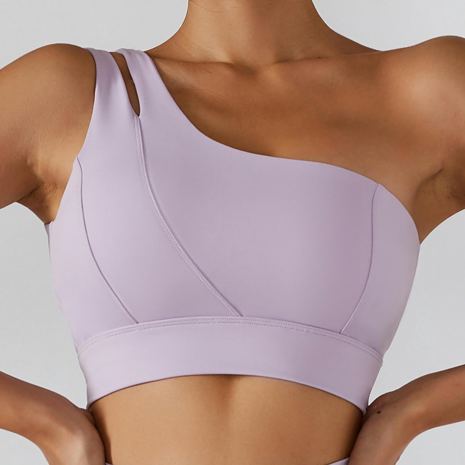 Brassards de sport femmes femmes One Shoulder Yoga Bra Cutout Straps Sport Running Workout Tank Top-clove Purple-8 S