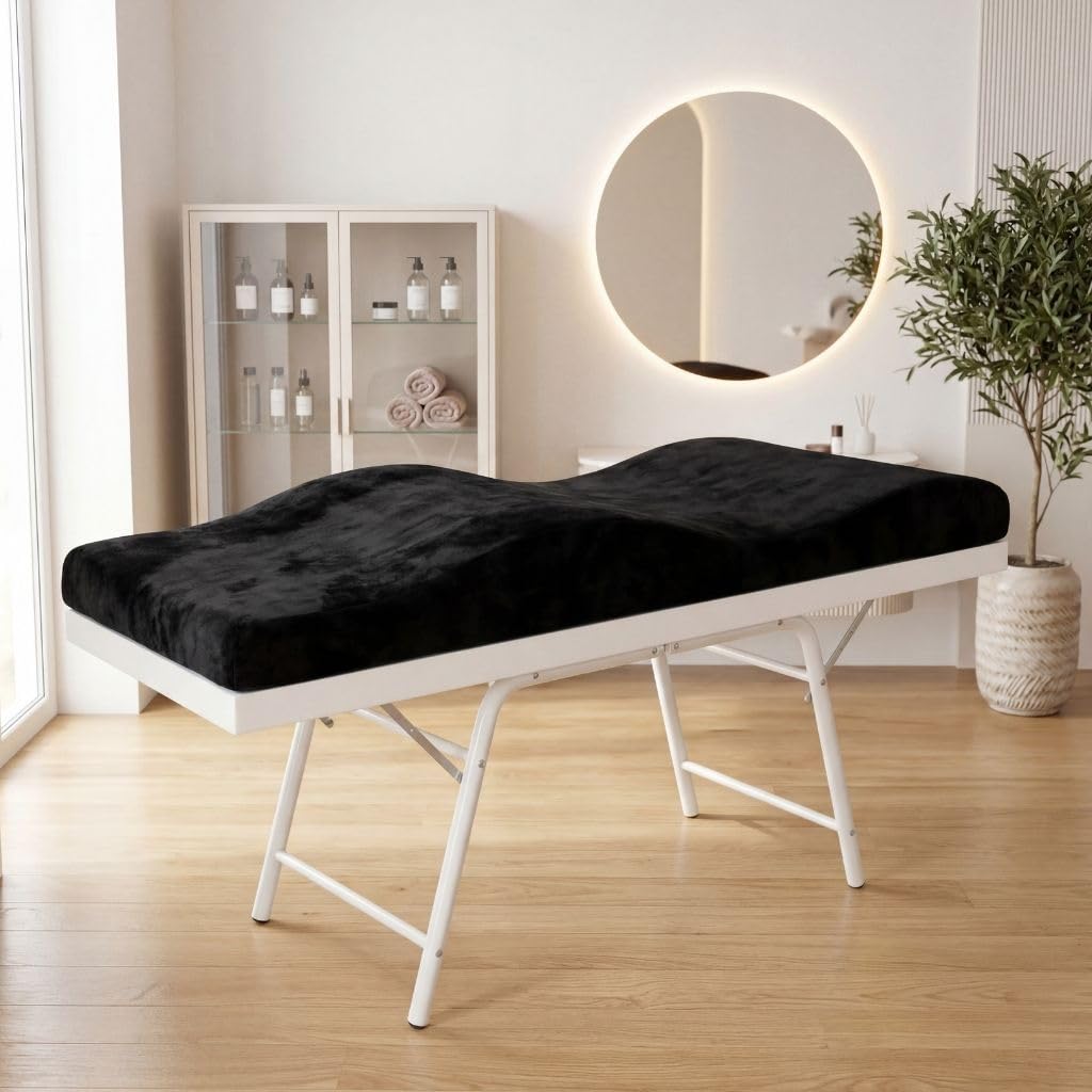 Materac-wave z memory foam do leżanka kosmetyczna/stoły do masażu, 190x70 cm, idealnie do salonu przedłużania rzęs, PMU, czarny