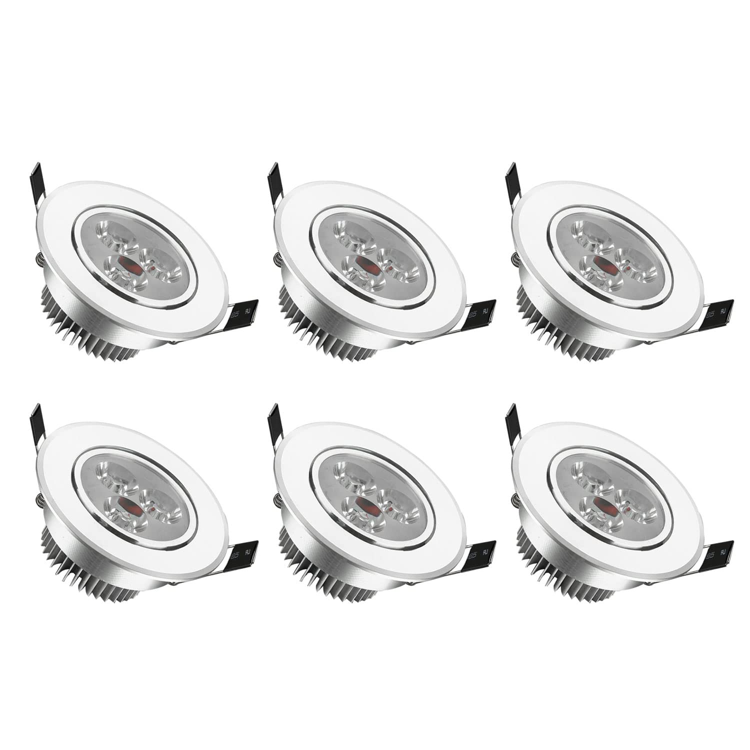 BHGFYXBS Led Recessed Ceiling Spotlight 6 Packs Adjustable Flush Mount Ceiling Lighting Fixture Directional Spotlights Indoor, 3W Gallery Picture Lights & Mini Accent Spotlights,4000k