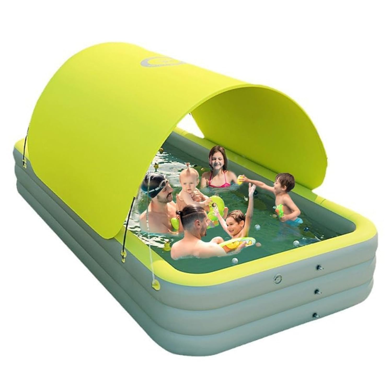 NUWANI 9FT Inflatable Swimming Pool with Large Canopy - Blow Up for Kids, Adults (103''x66''x24'') - Portable Backyard Family Water Play with Sun