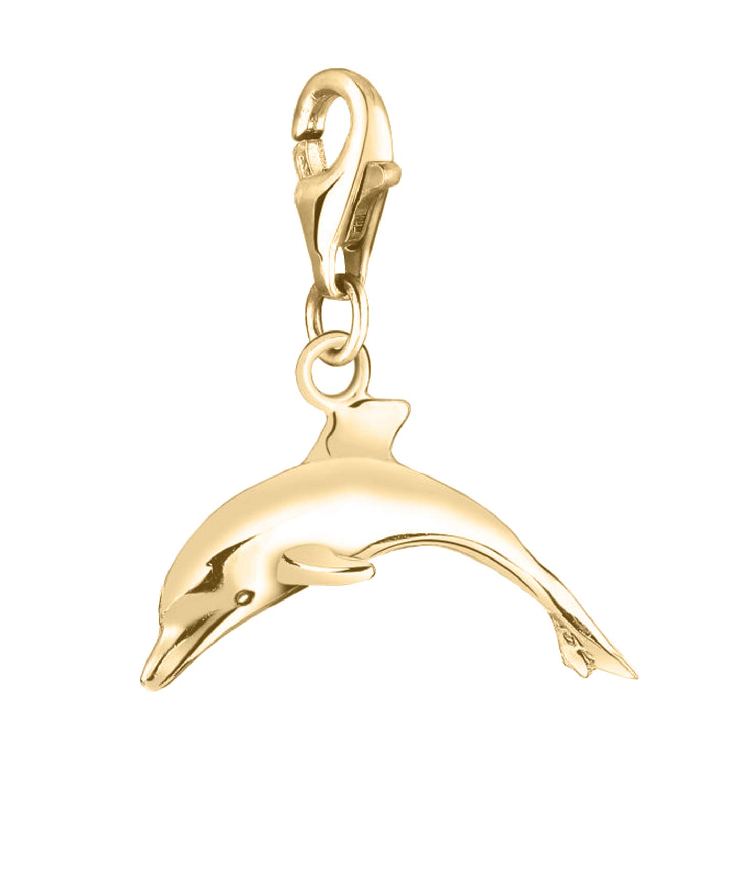 Nenalina Delfin Karabiner Charm Anhänger Bettelarmband 925 Silber vergoldet