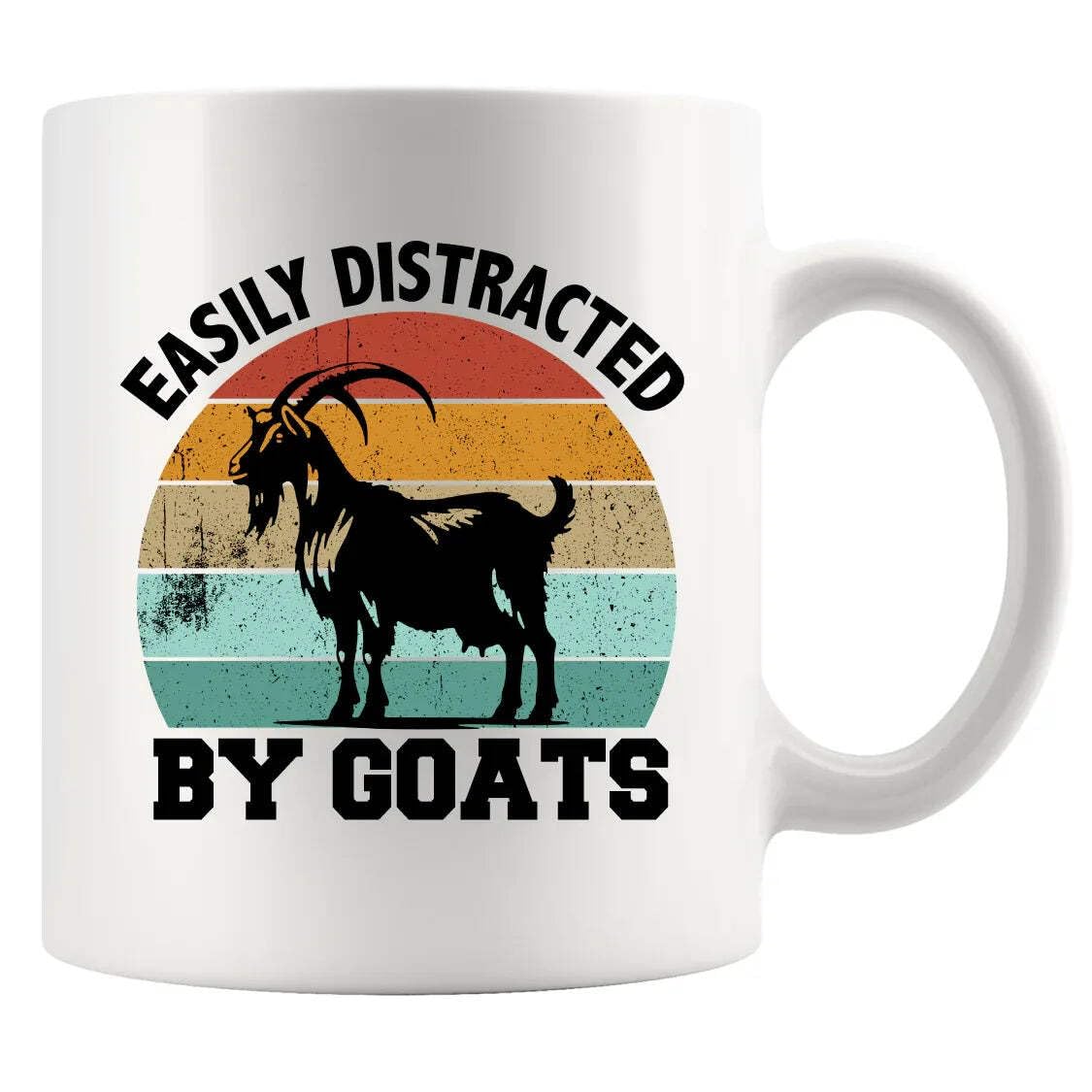 Panvola Easily Distracted By Goats Funny Goat Lover Gifts for Women Men Goat Farmer Gifts Farming Farm Animals Ceramic Mug 11 oz White