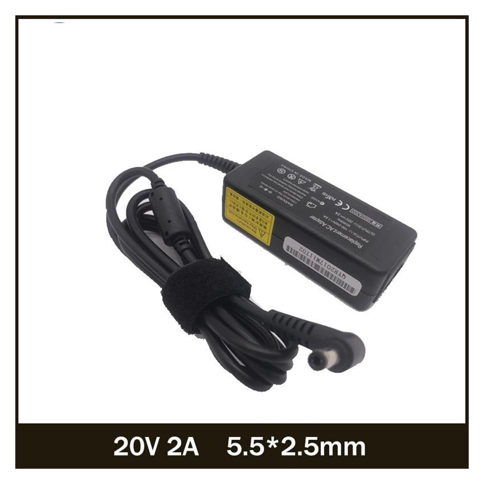 Cargador De Vuelta De 20V 2A 40W 5,5 * 2,5 Mm, Compatible con ThinkPad, Compatible con IdeaPad, S10 X110 X120 X130 U310, Compatible con MSI, U100 U90 U100 U110 U120(with US Plug)
