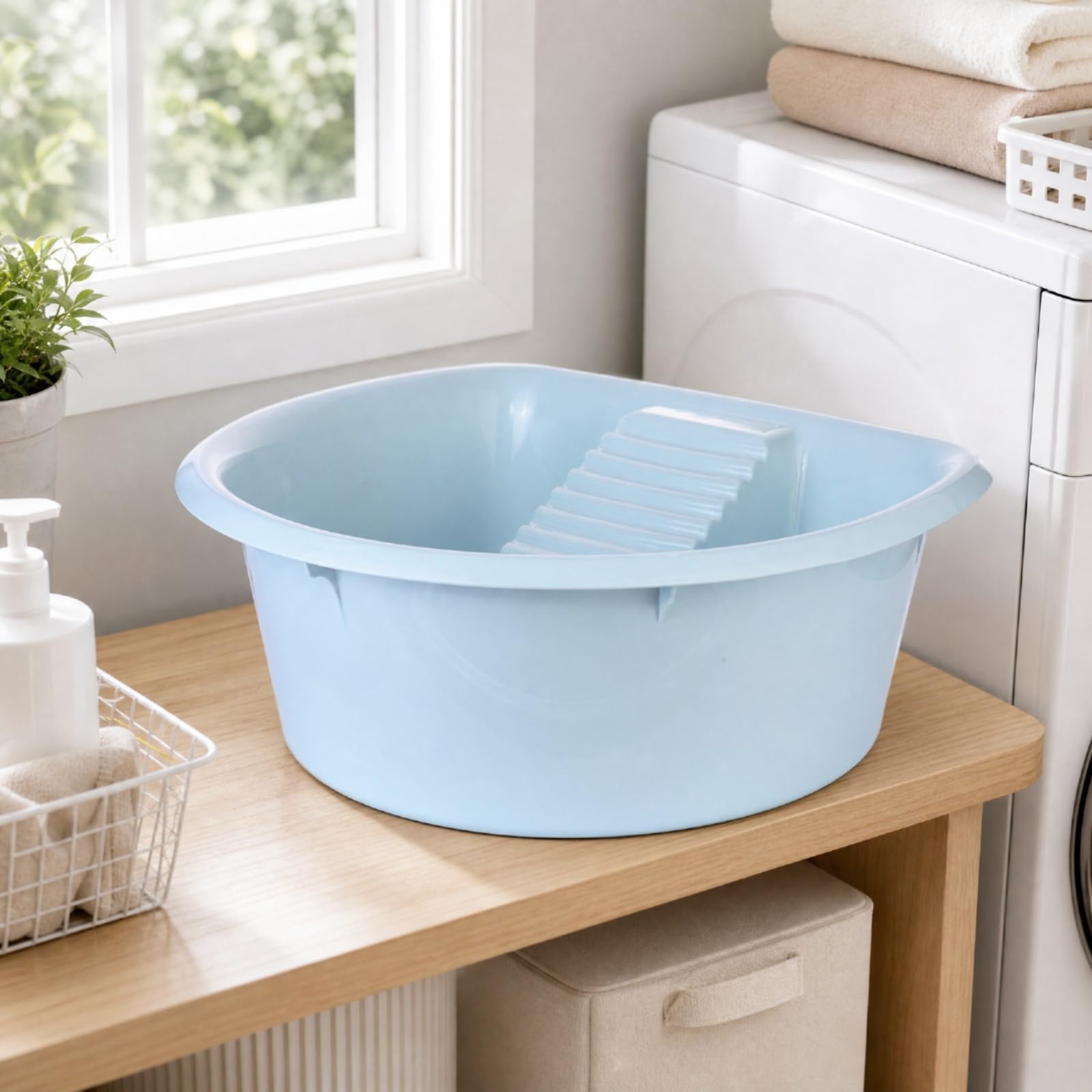 Lavabo Ropa Doble Función Lavabo con Tabla Lavar Integrada Antideslizante,
