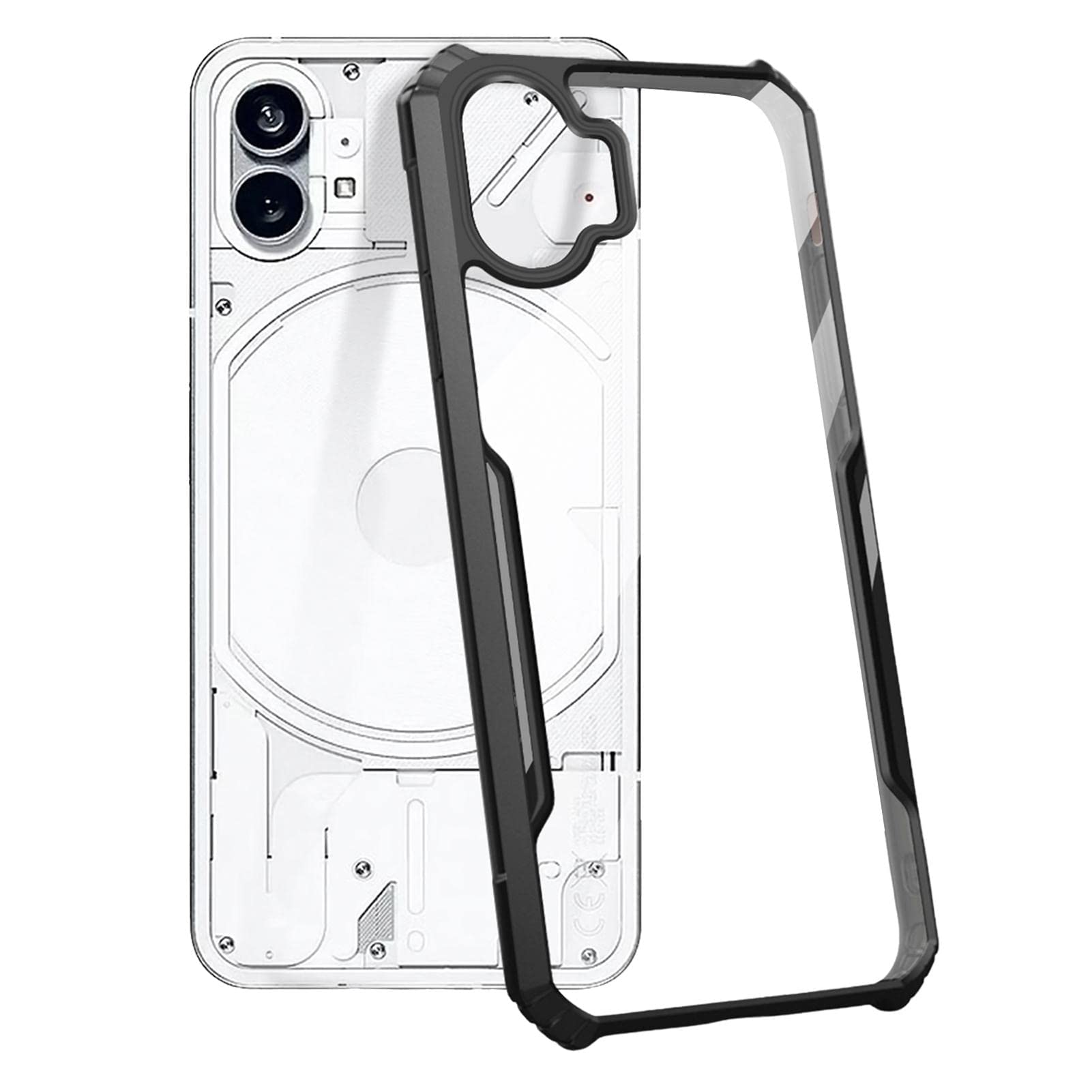 Clear Case for Nothing phone 1, Ultra Thin Premium Hard PC Back + Soft TPU Bumper Silicone Shockproof Anti-Scratch Cover For Nothing phone 1 (Black)