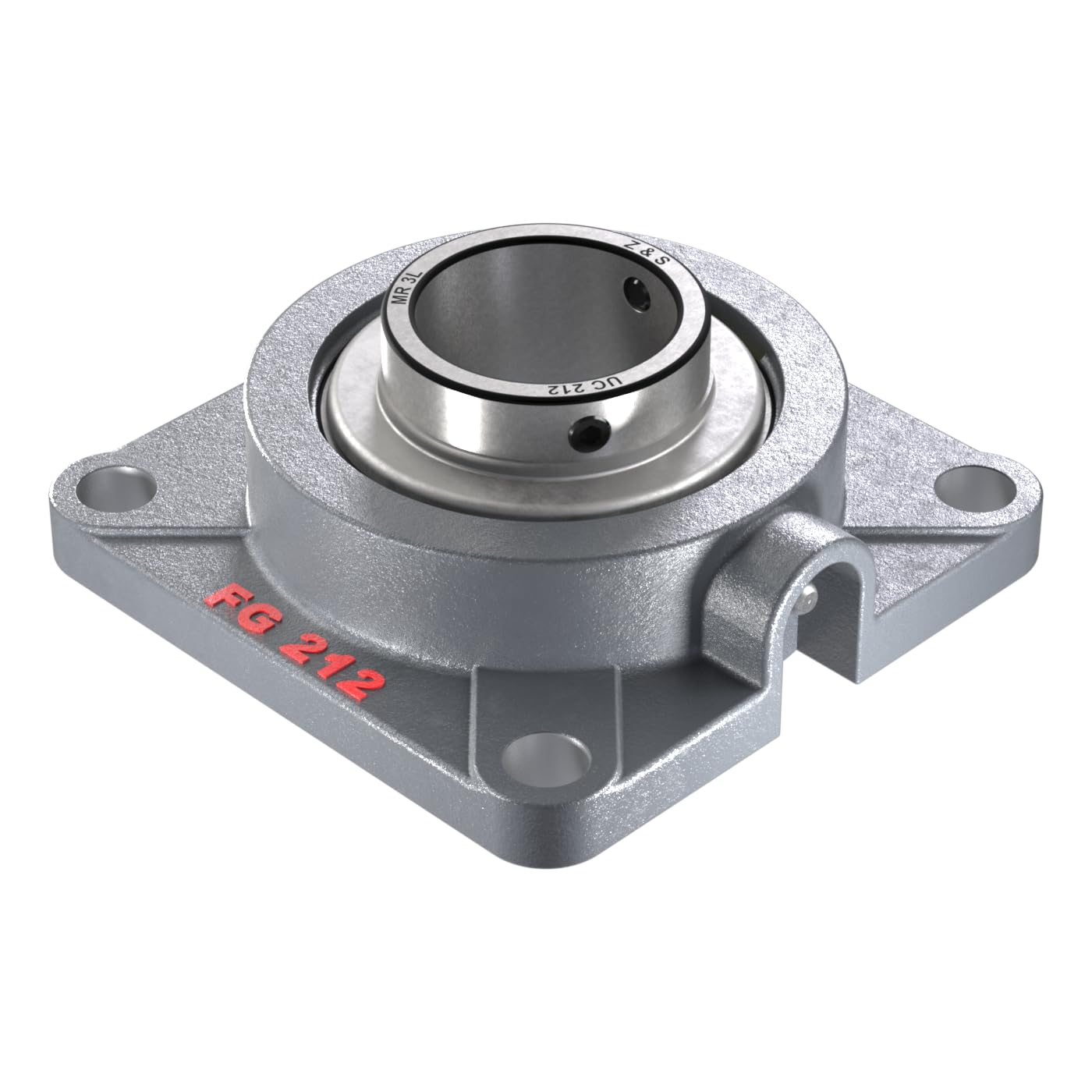 Housing Bearing Premium UCF 212 with Grease Nipple Protection Flange Y Bearing Unit 4-Hole (UCFG) | 60mm | FYJ 60 TF RCJY60 JIS UCF212 [Z&S]