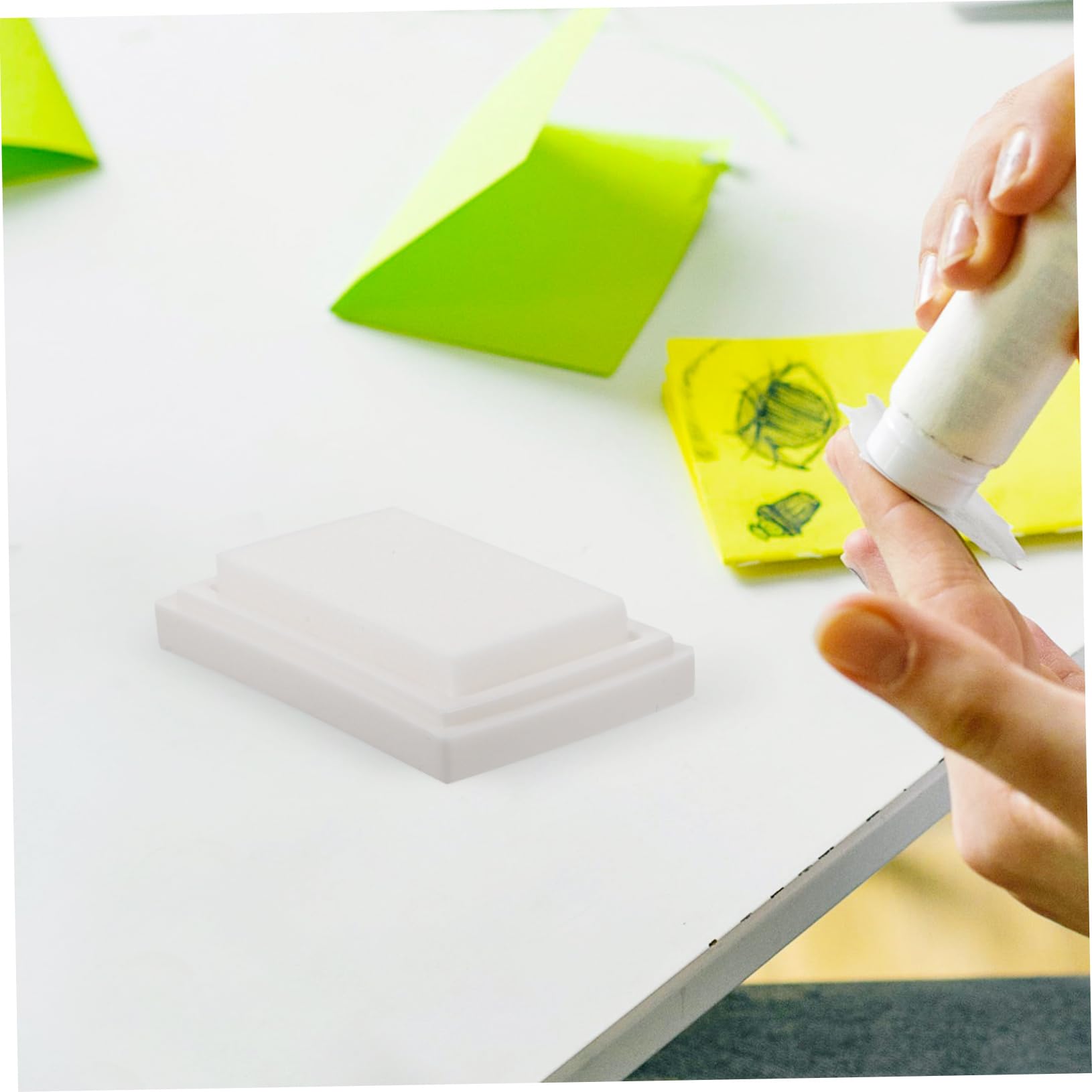 SHINEOFI 4 Sätze Bastelstempelkissen Zum Stempeln Leerer Tintenstempel Wiederverwendbare Stempelkissen Büro Stempelkissen Prägen Leere Stempelkissen Waschbar Schmucklos Schwamm 10 Stück * 4