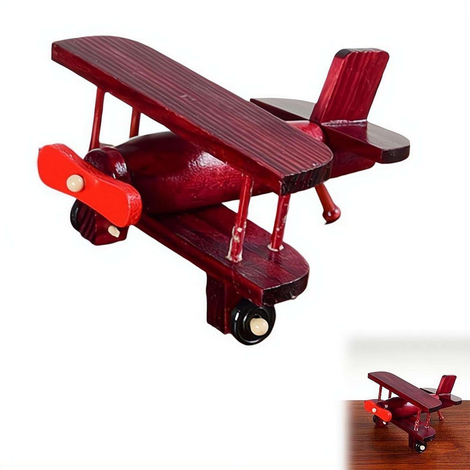 Cikiki Wooden Airplane Decor,Vintage Wood Plane Model Ornament for Nursery Room Office Tabletop Shelf Cabinet Displays Home Desktop