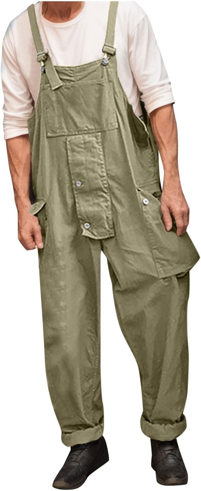 Bib and Brace Workwear Men's Dungarees Mens Denim Dungarees Casual Lightweight Loose Bib Overall Cowboy Rompers Loose Fit Hip Hop Fancy Vintage Cargo Trousers Suspender Jeans