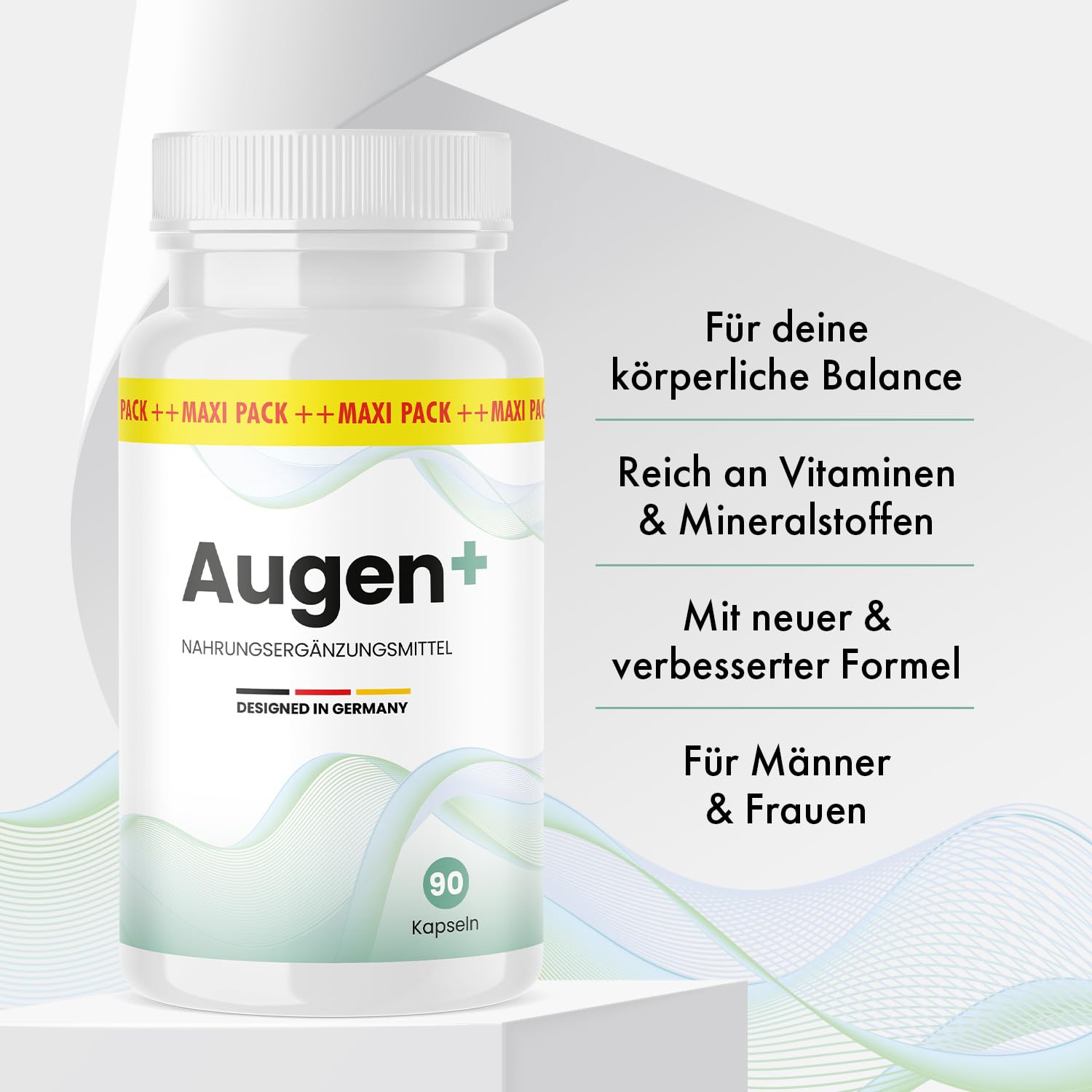 Augen + Kapseln | Qualität für Männer und Frauen | 90 Kapseln im praktischen Maxi Pack 1x
