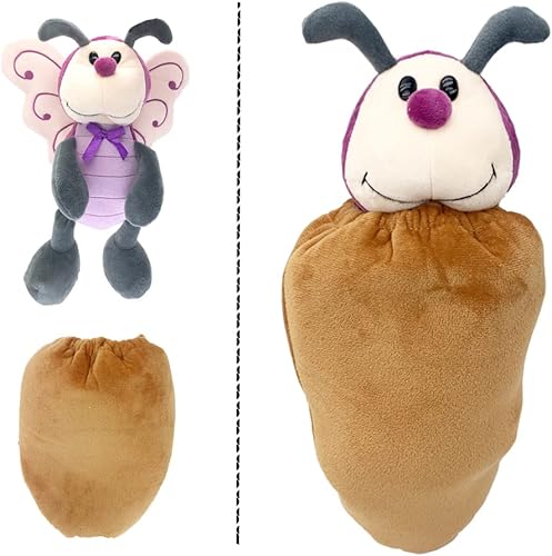 Miniatura 2 de JoyAmigo Peluche de mariposa con alas bordadas, suave peluche de insectos con bolsa de capullo, regalo para niñas, niños, bebés, regalo para el día