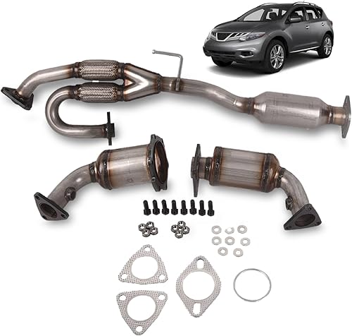 TOPAZ 54498 Convertidor catalítico de 3 piezas LH+RH+TRASERO con junta compatible con EPA compatible con Nissan Murano SLSSE 3.5L V6 2003-2007