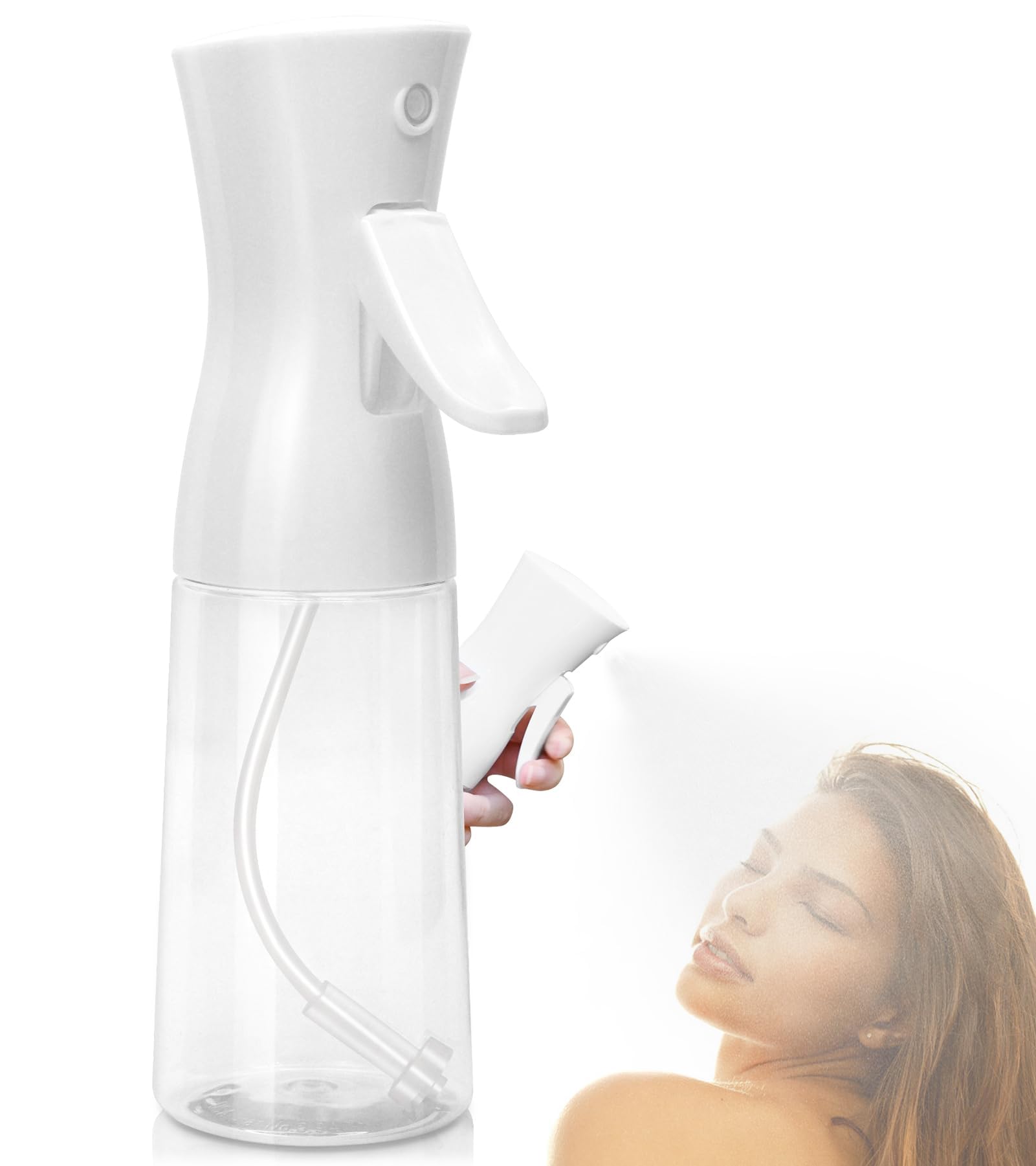 Ultrafeiner Nebelsprüher, Haarsprühflasche mit Dauerhaftem Sprühstrahl | Wasserzerstäuber für Hairstyling, Salons, Reinigung, Pflanzenpflege | Geeignet für ätherische Öle - 200 ml (6,8 oz) - Weiß