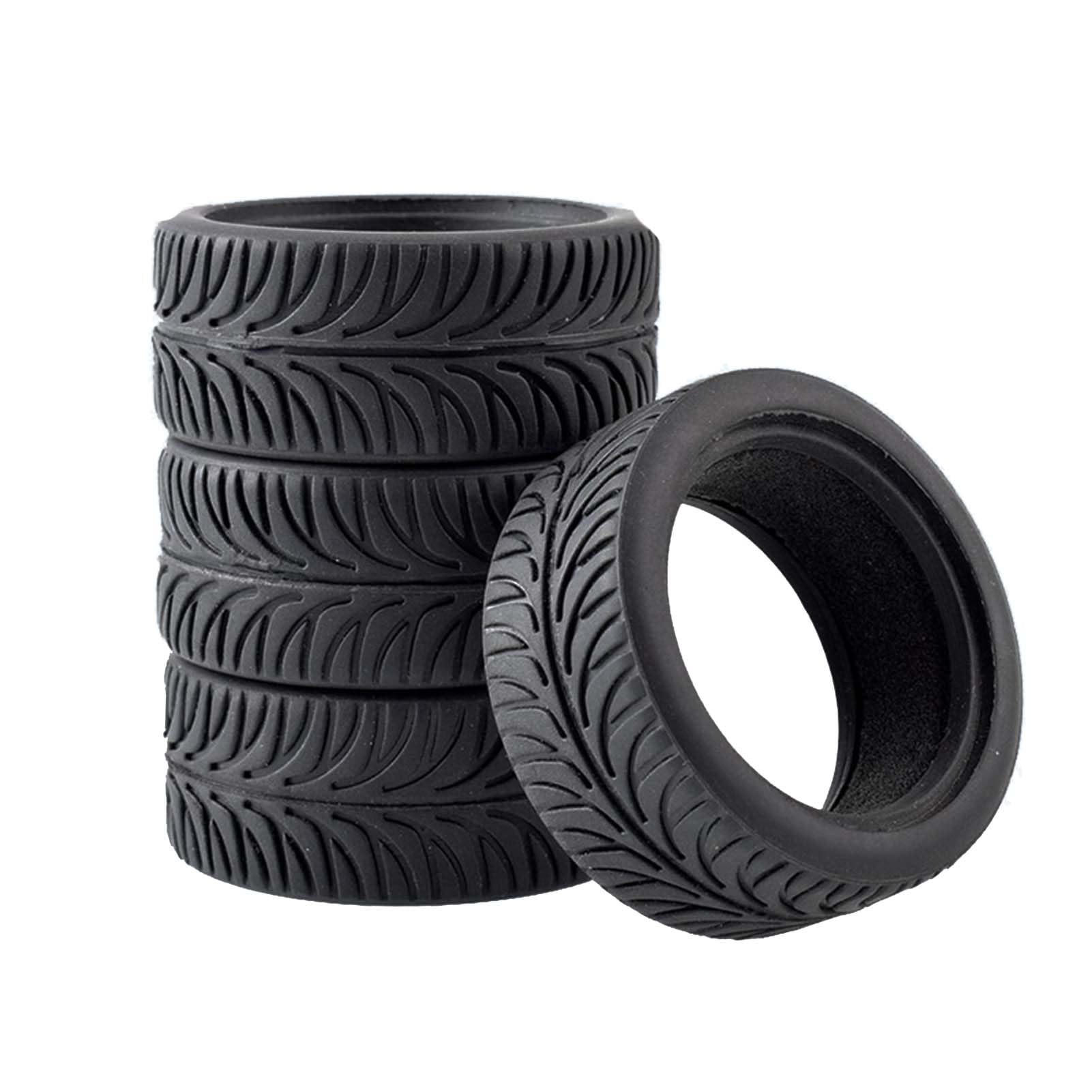 KEEDA Pack of 4 Rubber Tyres with Foam Inserts Tyres for 1/10 HSP Tamiya HPI Kyosho RC On Road Runflating Touring Car (K, 62 mm)