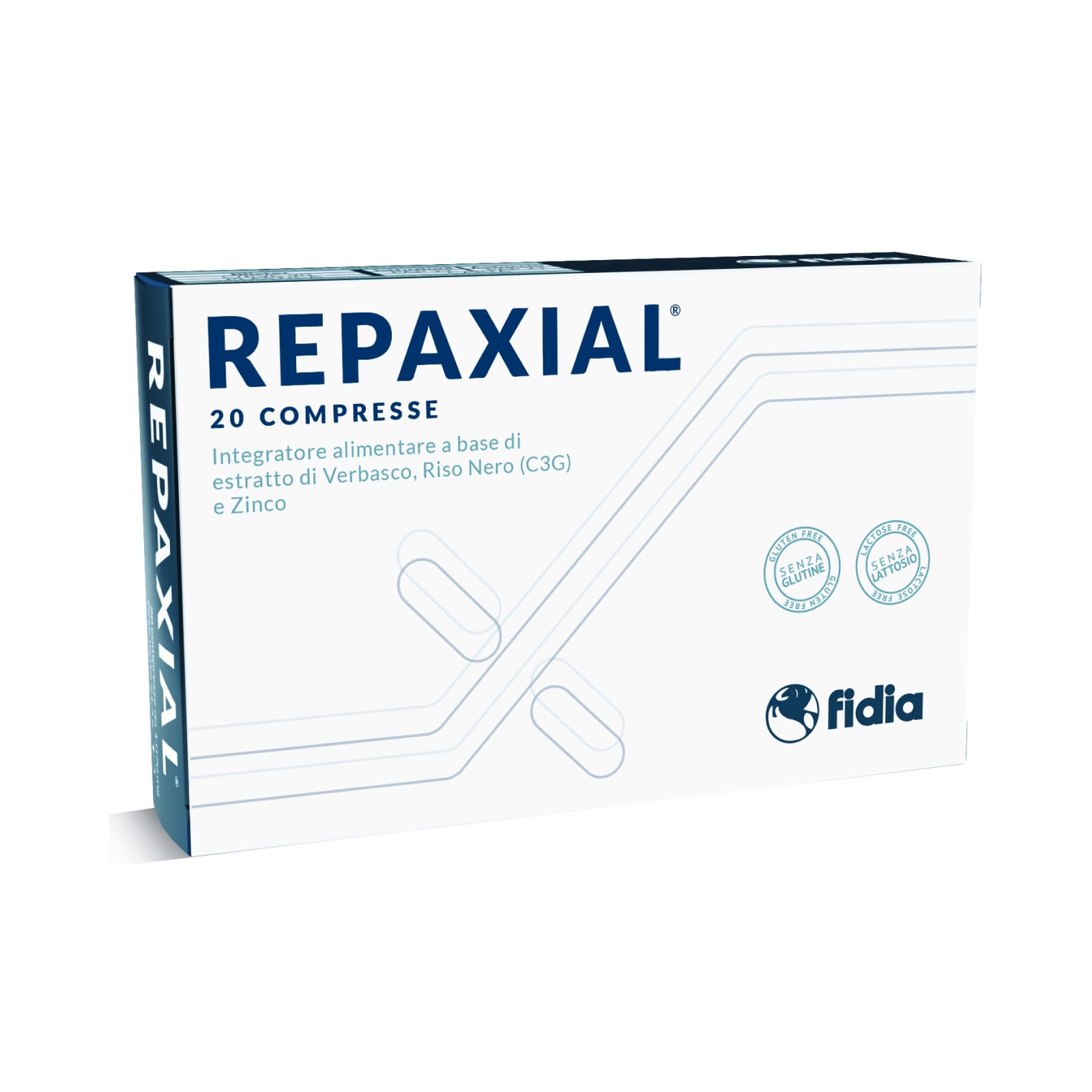Fidia Farmaceutici REPAXIAL 20 Compresse - Integratore Alimentare a Base di Estratto di Verbasco, Riso Nero (C3G) e Zinco
