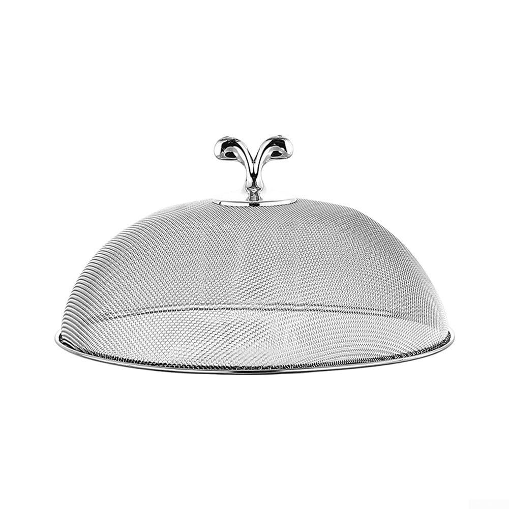 Edelstahl Lebensmittelabdeckung für Küche Spülmaschinenfest Staubschutz Insektenschutz Silber 24 26 28CM Robust Leicht zu Reinigen Modernes Design Für Platten und Schüsseln geeignet(28CM)