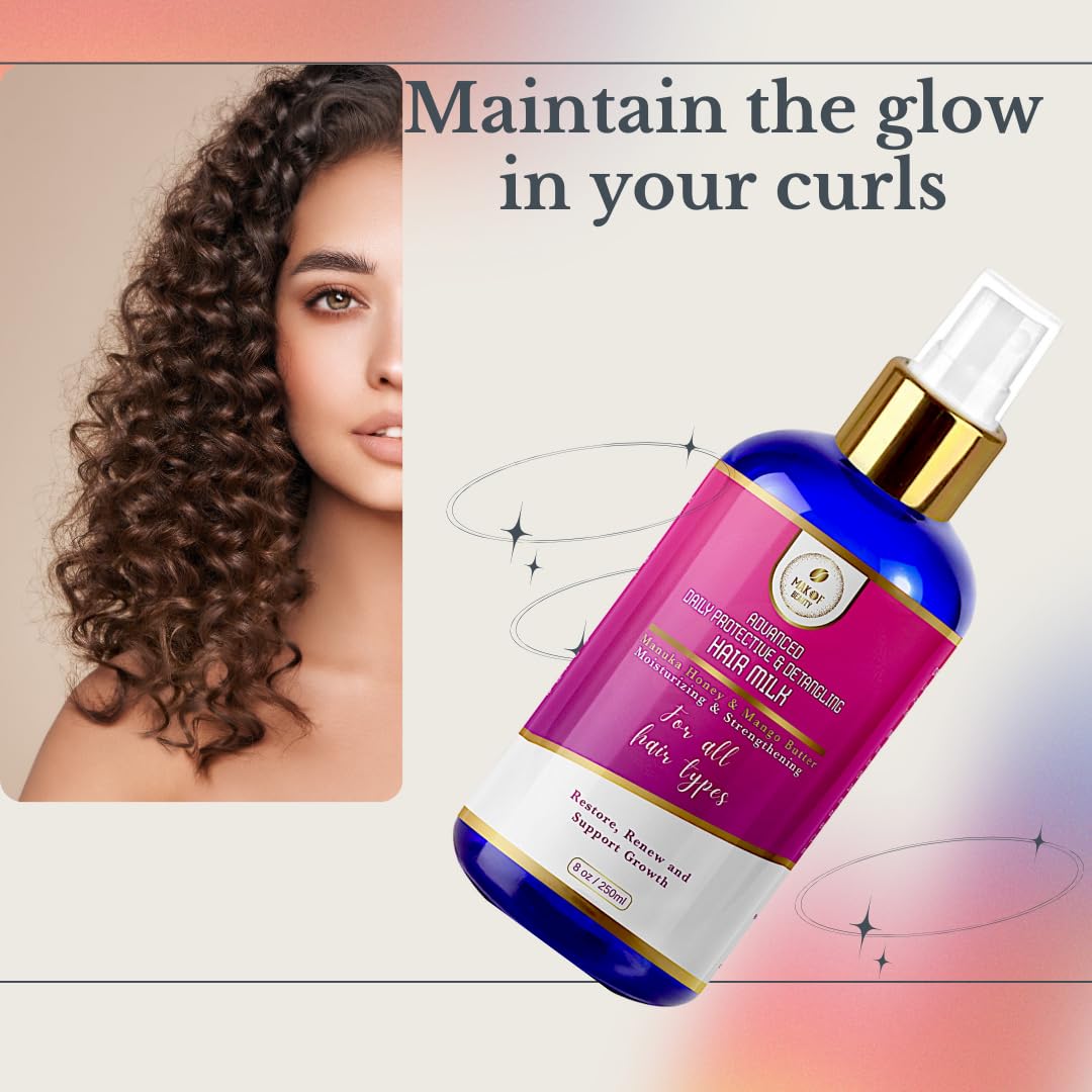 Advanced Daily Protective & Detangling Hair Milk | Nourishing Organic Leave-In Conditioning Repair and Renew Dry and damaged hair. Reduce Breakage and Support Hair Growth. 8 fl oz - Image 4