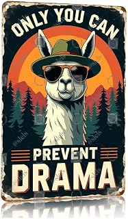 Tin Signs Vintage Only You Can Prevent Drama Living Room, Kitchen, Farm Tin Sign Hanging Poster Decor Rustic Home Decor 8×12 Inches